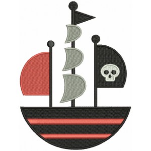 Pirate Ship With a Skull Flag Filled Machine Embroidery Design Digitized Pattern